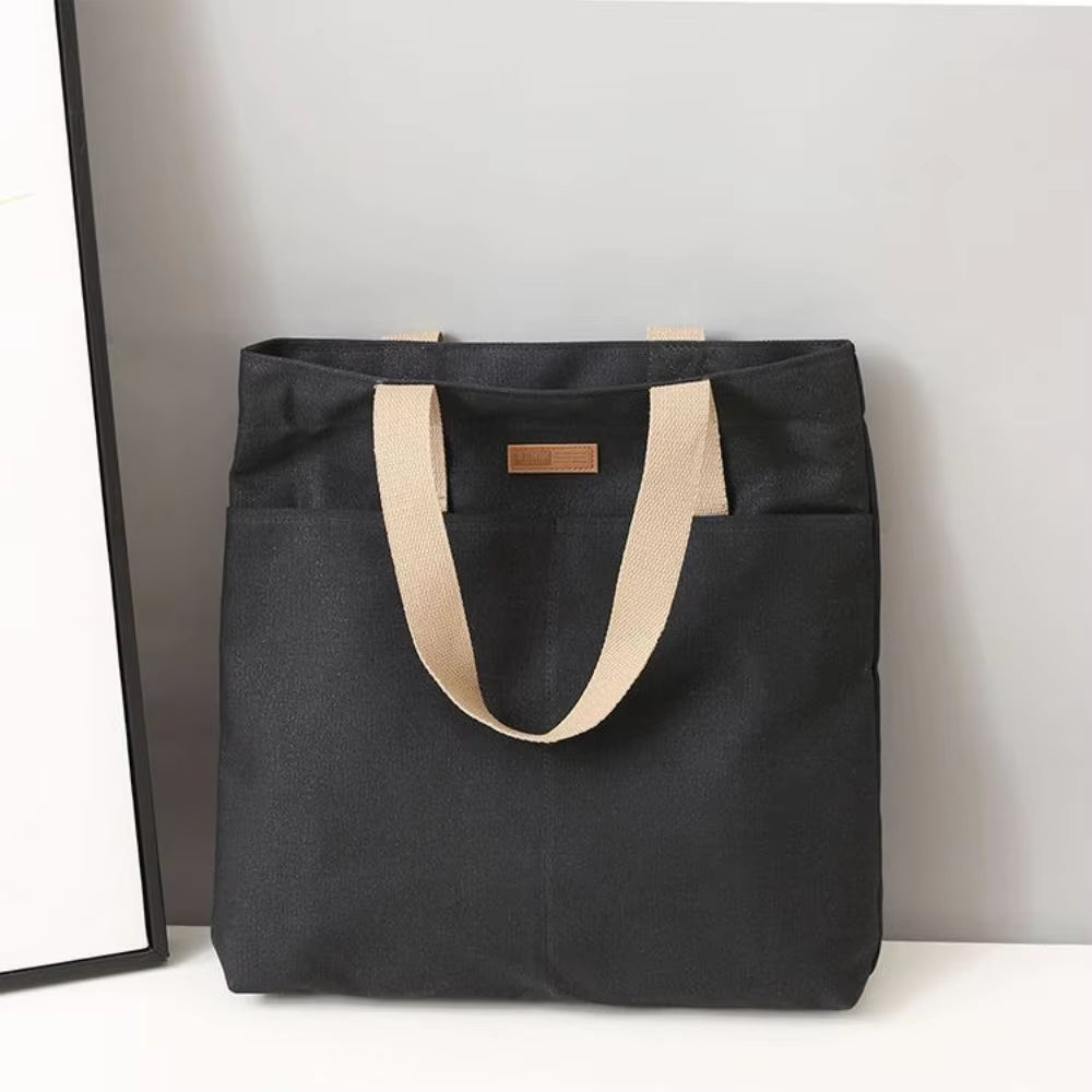 1Pc Women'S Tote Bag Canvas Sewing Thread Large Capacity Advanced Sense Handbag Convenient Practical Female'S Commuter Bag